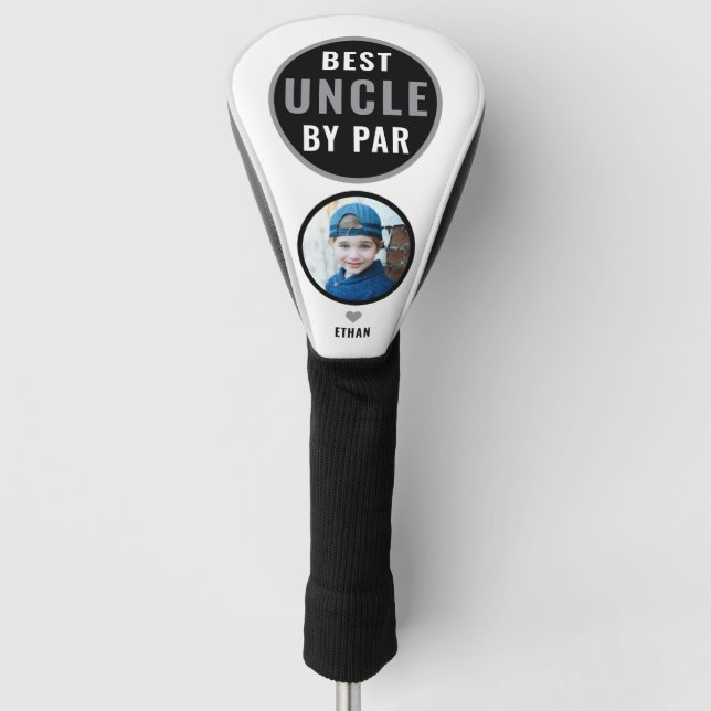  Best Uncle By Par Golf Gift Custom Name Photo Head Cover (Front)