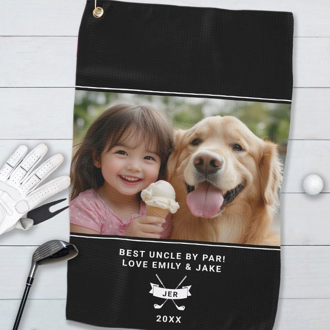 Best Uncle By Par Photo Personalized Funny Golfer Golf Towel (Best Uncle By Par Photo Personalized Funny Golfer Golf Towel)