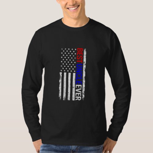 Best Uncle Ever American Flag  Fathers Day  T_Shirt