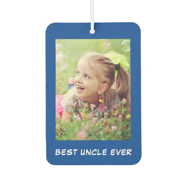 Best Uncle Ever Blue Personalized Photos Air Freshener (Front)