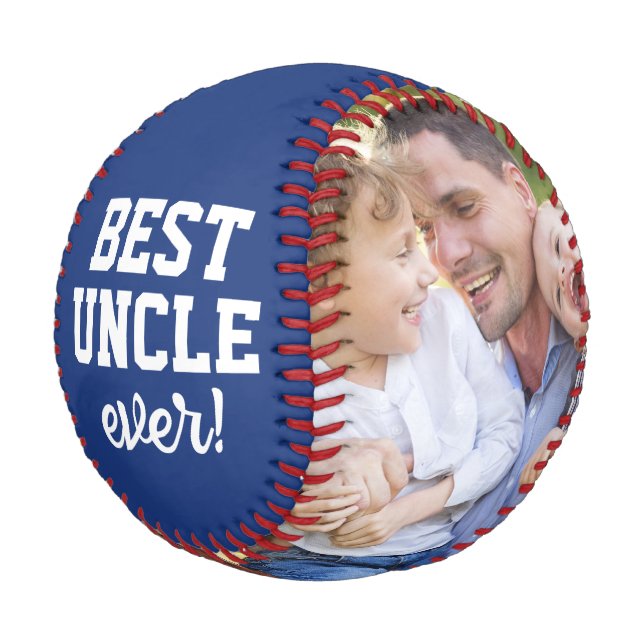 Best Uncle Ever Custom Photo Personalized Baseball (Angled)
