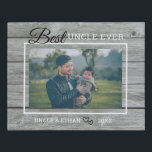 Best Uncle Ever Custom Photo Rustic Gray Wood   Faux Canvas Print<br><div class="desc">A simple and memorable gift for the new uncle personalized with his favorite photo with niece or nephew.</div>