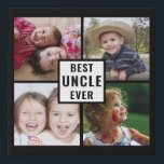 Best Uncle Ever Father`s Day 4 Photo Black Faux Ca Faux Canvas Print<br><div class="desc">A simple and memorable gift for the new uncle personalized with his favorite photos of his niece or nephew. Makes a great gift for father's day, holiday, birthday.</div>