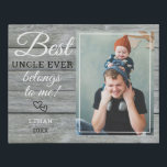 Best Uncle Ever Gift Photo Rustic Gray Wood     Faux Canvas Print<br><div class="desc">A simple and memorable gift for the new uncle personalized with his favorite photo with niece or nephew.</div>