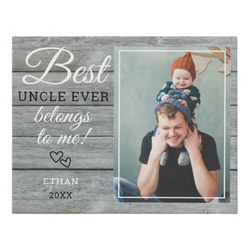 Best Uncle Ever Gift Photo Rustic Gray Wood     Faux Canvas Print