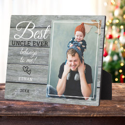 Best Uncle Ever Gift Photo Rustic Gray Wood   Plaque