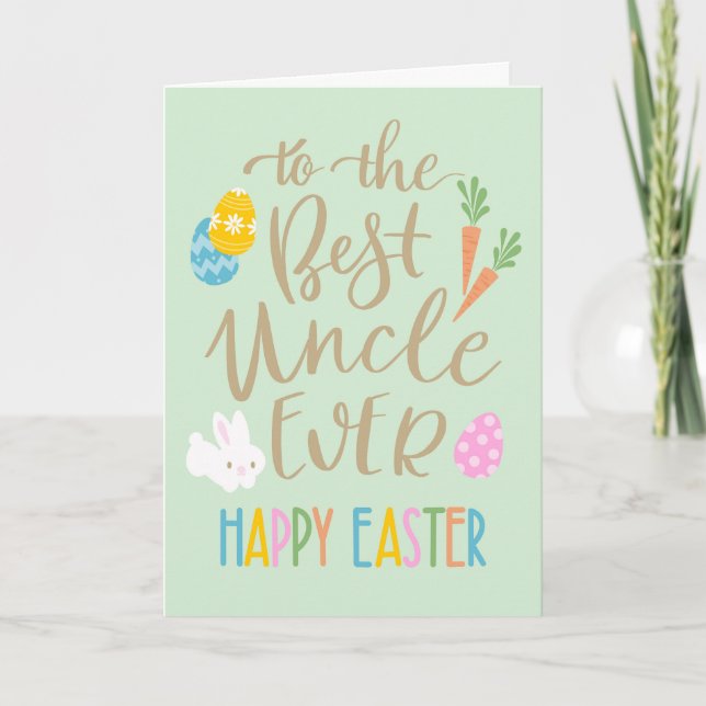 Best Uncle Ever Happy Easter Typography Card (Front)