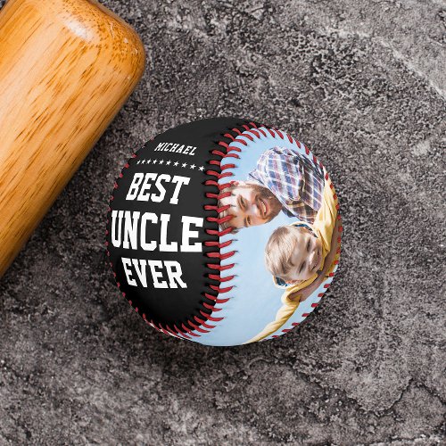 BEST UNCLE  EVER Modern Cool Name Message Photo Baseball