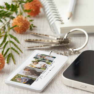 Best Uncle Ever Modern Script 4 Photos Collage Keychain