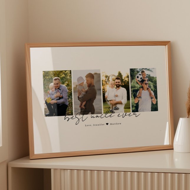 Best Uncle Ever Modern Script 4 Photos Collage Poster (Creator Uploaded)