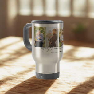 Best Uncle Ever Modern Script 4 Photos Collage Travel Mug