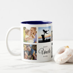 Best Uncle Ever Modern Trendy Family Photo Collage Two-Tone Coffee Mug