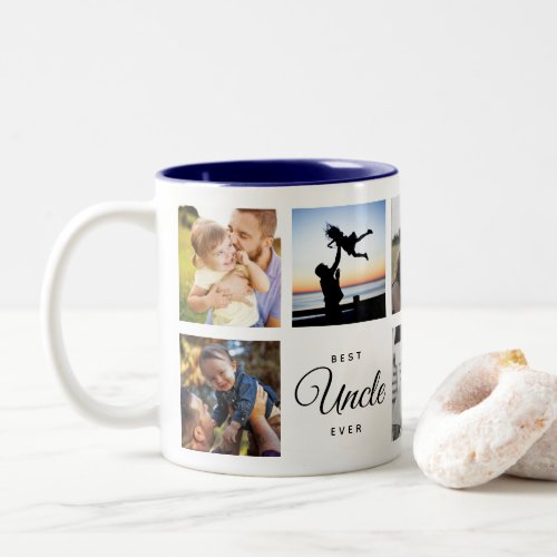 Best Uncle Ever Modern Trendy Family Photo Collage Two_Tone Coffee Mug