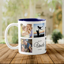 Best Uncle Ever Modern Trendy Family Photo Collage Two-Tone Coffee Mug