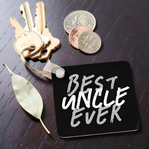 Best Uncle Ever Modern White and Gray Grunge Keychain