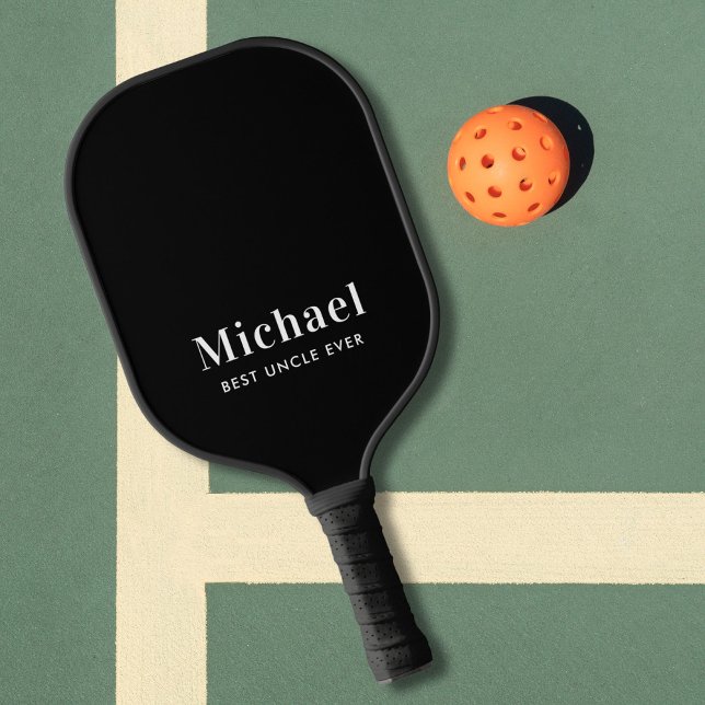 Best Uncle Ever Monogram Black Pickleball Paddle (Creator Uploaded)