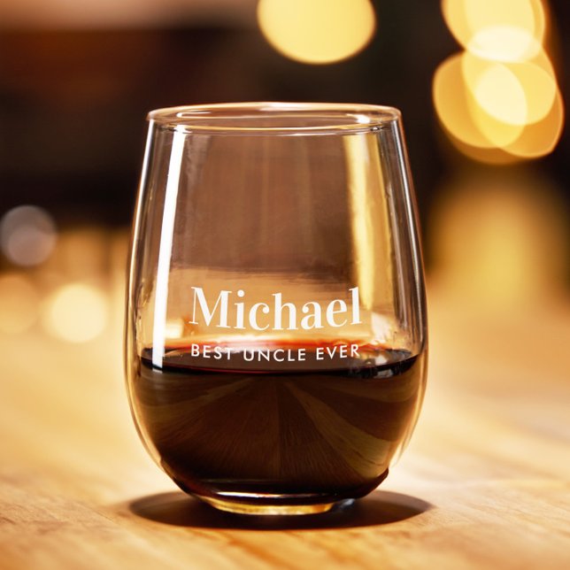 Best Uncle Ever Monogram Stemless Wine Glass (Creator Uploaded)