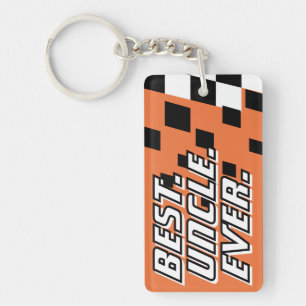 Best Uncle Ever Motorsport Racing Modern Checker Keychain