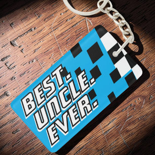 Best Uncle Ever Motorsport Racing Modern Checker Keychain