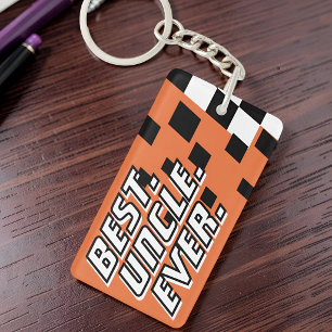 Best Uncle Ever Motorsport Racing Modern Checker Keychain