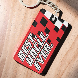 Best Uncle Ever Motorsport Racing Modern Checker Keychain