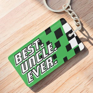 Best Uncle Ever Motorsport Racing Modern Checker Keychain