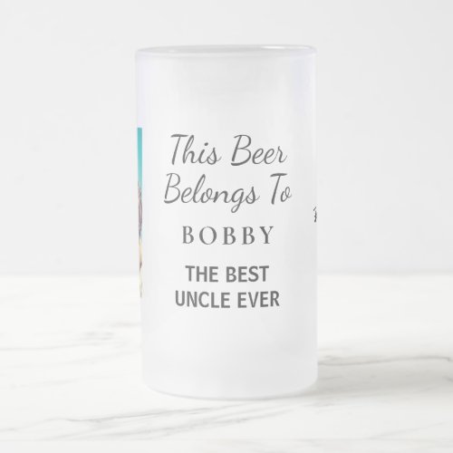 Best Uncle Ever Personalized Photo Frosted Glass Beer Mug