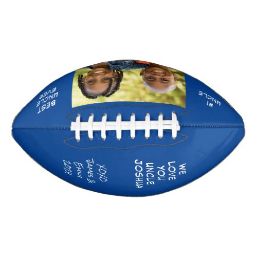 Best Uncle Ever Personalized Photo Names Blue Football
