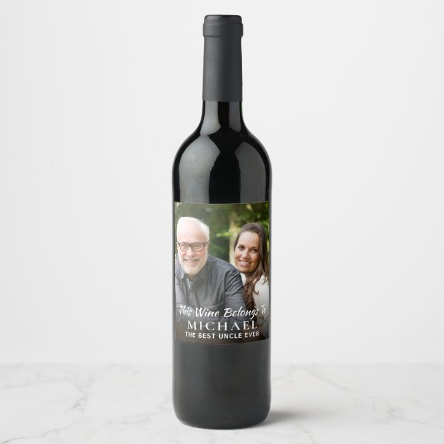 Best Uncle Ever Photo Personalized Wine Label (Front)