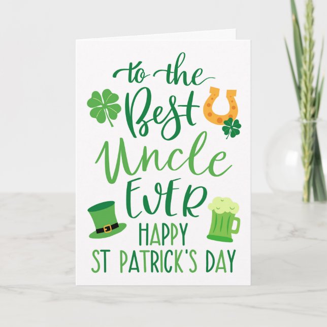 Best Uncle Ever St Patrick's Day Typography Card (Front)