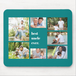 Best Uncle Ever Teal Photo Collage Mouse Pad