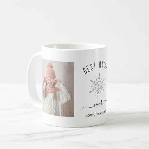 Best Uncle Ever  Two Photo and Silver Snowflake Coffee Mug