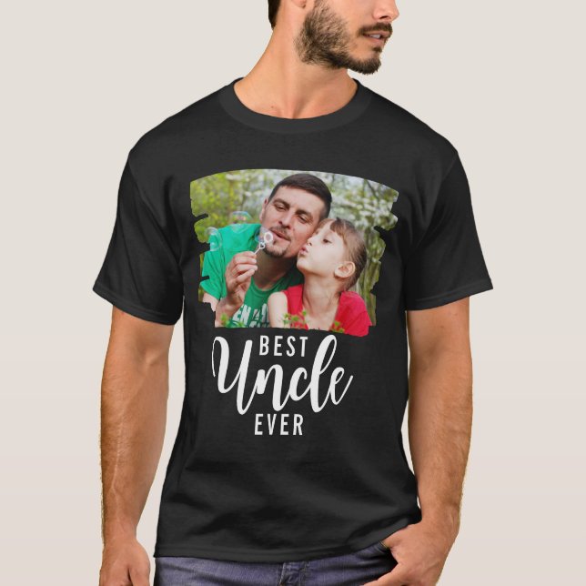 Best Uncle Ever Typography Custom Photo  T-Shirt (Front)