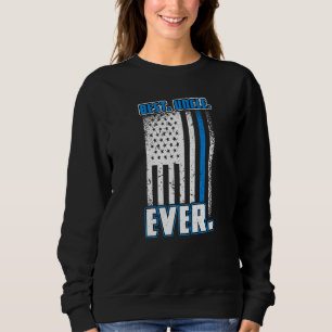 Best Uncle Ever Usa Flag Fathers Day Police Blue L Sweatshirt