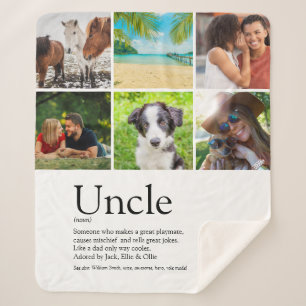 Best Uncle, Funcle Definition 6 Photo Collage Sherpa Blanket