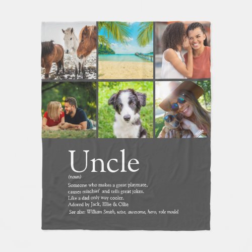 Best Uncle Funcle Definition Fun 6 Photo Gray Fleece Blanket