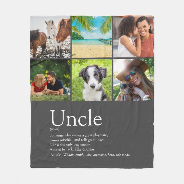 Best Uncle Funcle Definition Fun 6 Photo Gray Fleece Blanket (Front)