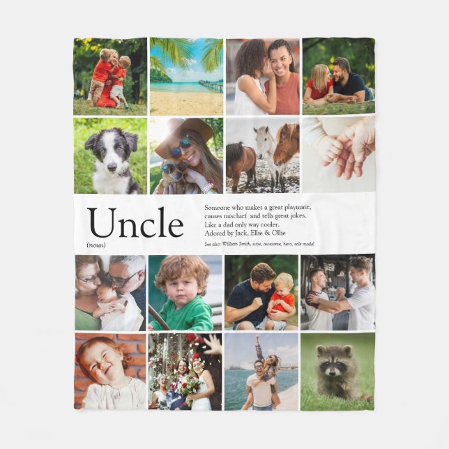 Best Uncle, Funcle Ever Definition 16 Photo Fleece Blanket (Front)