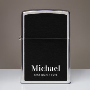 Best Uncle Monogram Black Zippo Lighter