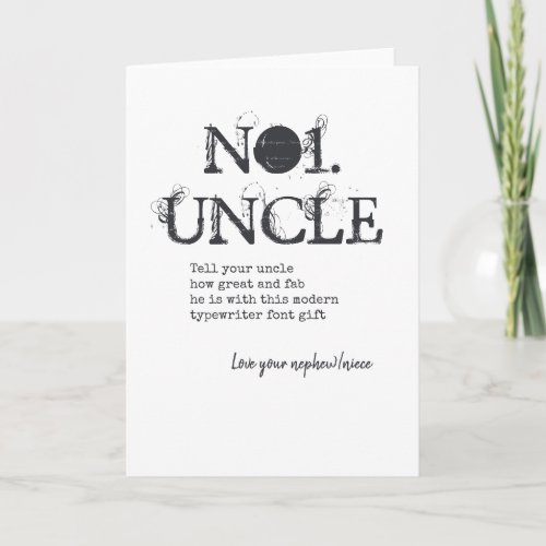 BEST UNCLE No1 Worlds Greatest Gift Note Card