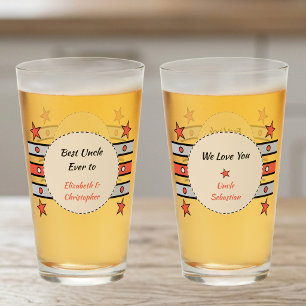 Best Uncle we love you names stars orange beer Glass