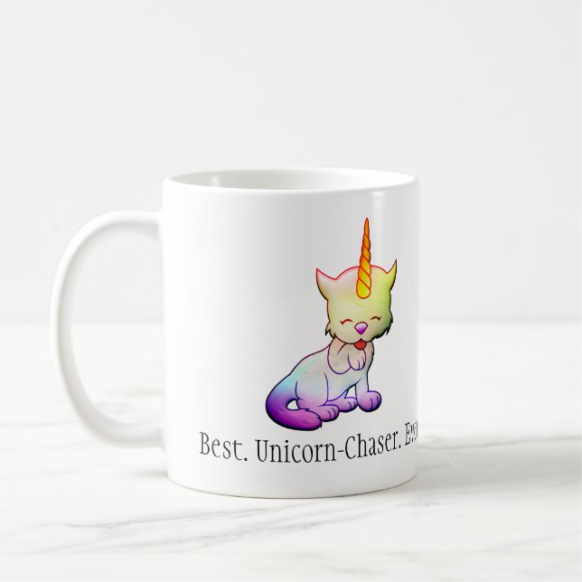 Best Unicorn Chaser Ever Cat Unicorn Coffee Mug (Left)