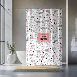 Best Valentine’s Gift Heart Sketch Love Shower  Curtain