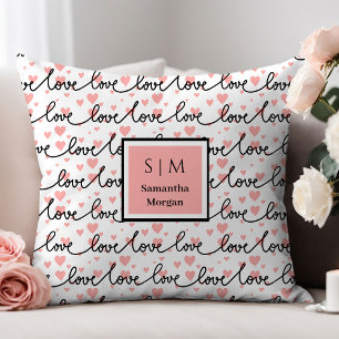 Best Valentine’s Gift Pillow Pink Black Hearts