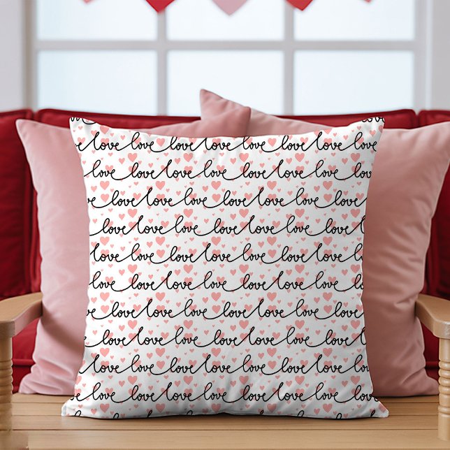 Best Valentine’s Gift Pink Black Hearts Love Text Throw Pillow (Best Valentine’s Gift Pink Black Hearts Love Text Throw Pillow)