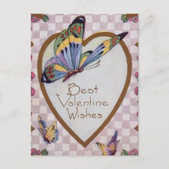 Best Valentine Wishes Holiday Postcard by PrimeVintage at Zazzle
