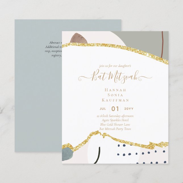 Best Value Agate Glitter BAT MITZVAH Invitations (Front/Back)