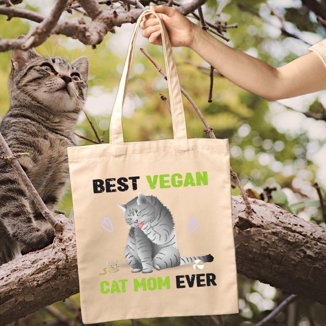 Best Vegan Cat Mom Ever Tote Bag (Creator Uploaded)