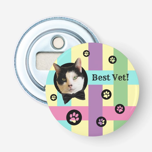 ""Best Vet!" Customizable Button Bottle Opener (Front)
