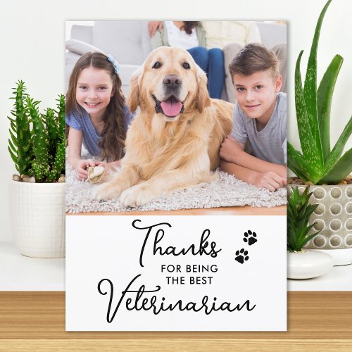 Best Veterinarian Custom Dog Pet Photo Veterinary  Thank You Card